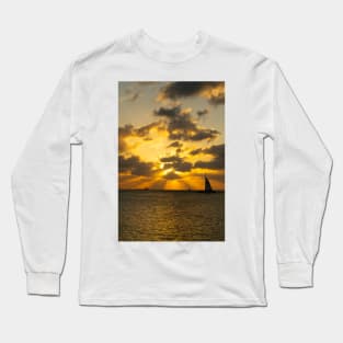 Key West Sailboat at Sunset Long Sleeve T-Shirt